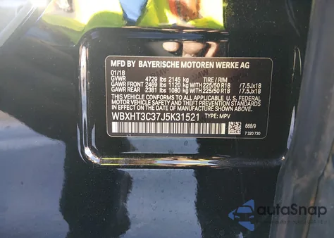 2018 BMW X1 xDrive28I из США, поврежденный, VIN WBXHT3C37J5K31521